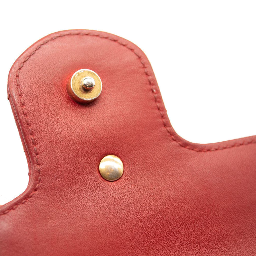 Gucci Calfskin Matelasse Super Mini GG Marmont Shoulder Bag Hibiscus Red