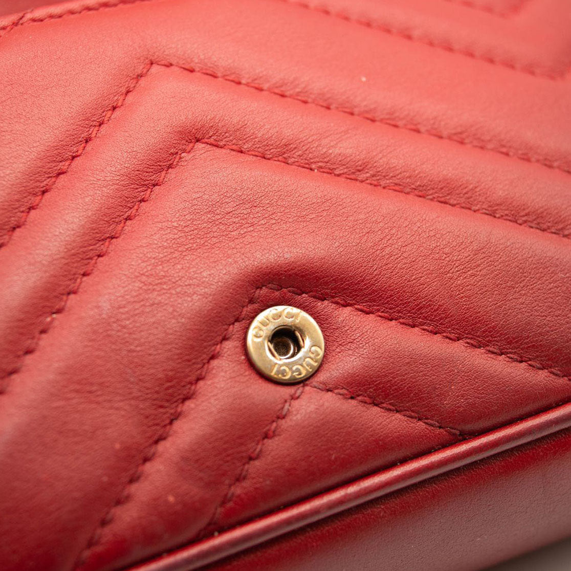 Gucci Calfskin Matelasse Super Mini GG Marmont Shoulder Bag Hibiscus Red