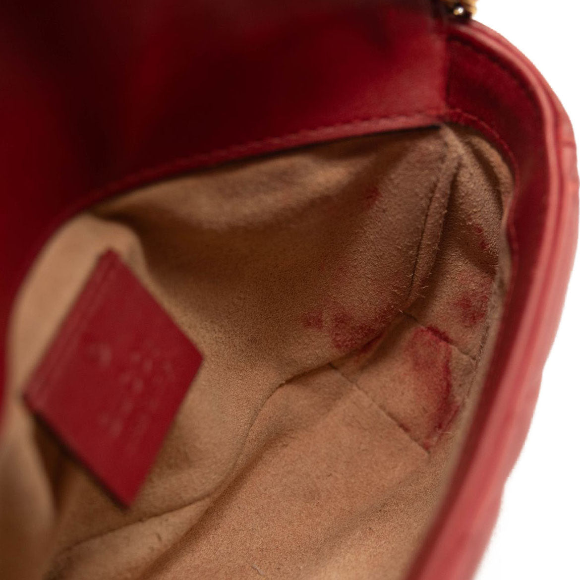 Gucci Calfskin Matelasse Super Mini GG Marmont Shoulder Bag Hibiscus Red