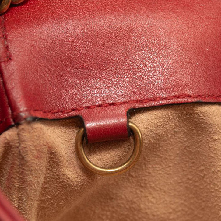 Gucci Calfskin Matelasse Super Mini GG Marmont Shoulder Bag Hibiscus Red