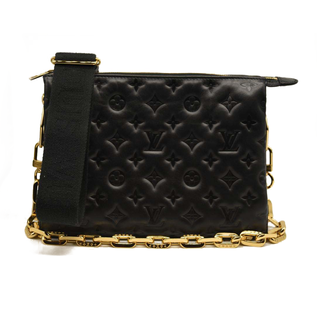 Used Louis Vuitton Lambskin Embossed Monogram Coussin PM Black