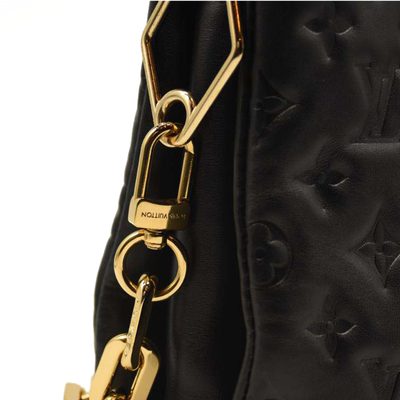 Used Louis Vuitton Lambskin Embossed Monogram Coussin PM Black