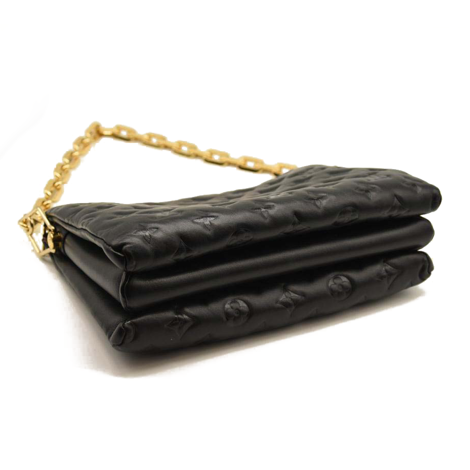 Used Louis Vuitton Lambskin Embossed Monogram Coussin PM Black