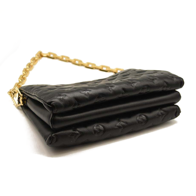 Used Louis Vuitton Lambskin Embossed Monogram Coussin PM Black