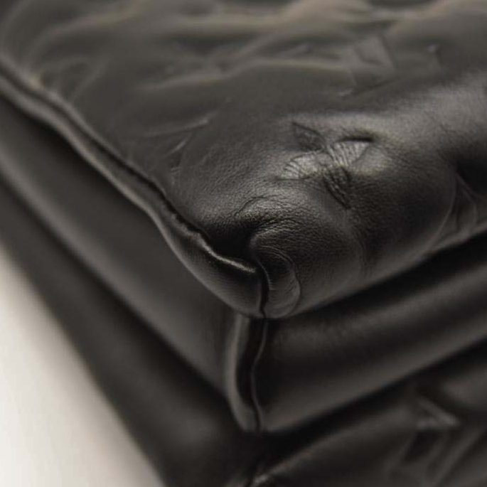 Used Louis Vuitton Lambskin Embossed Monogram Coussin PM Black