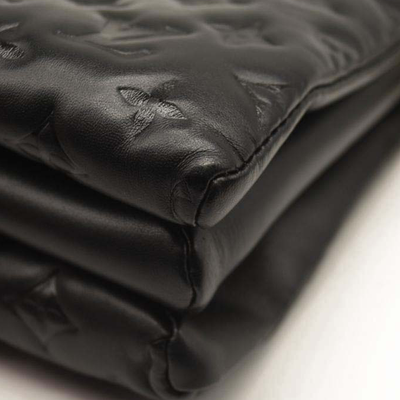 Used Louis Vuitton Lambskin Embossed Monogram Coussin PM Black