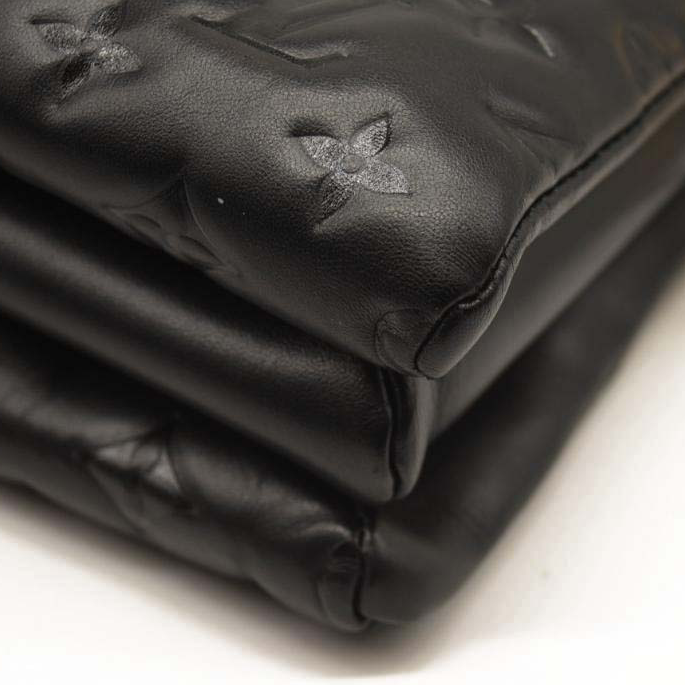 Used Louis Vuitton Lambskin Embossed Monogram Coussin PM Black