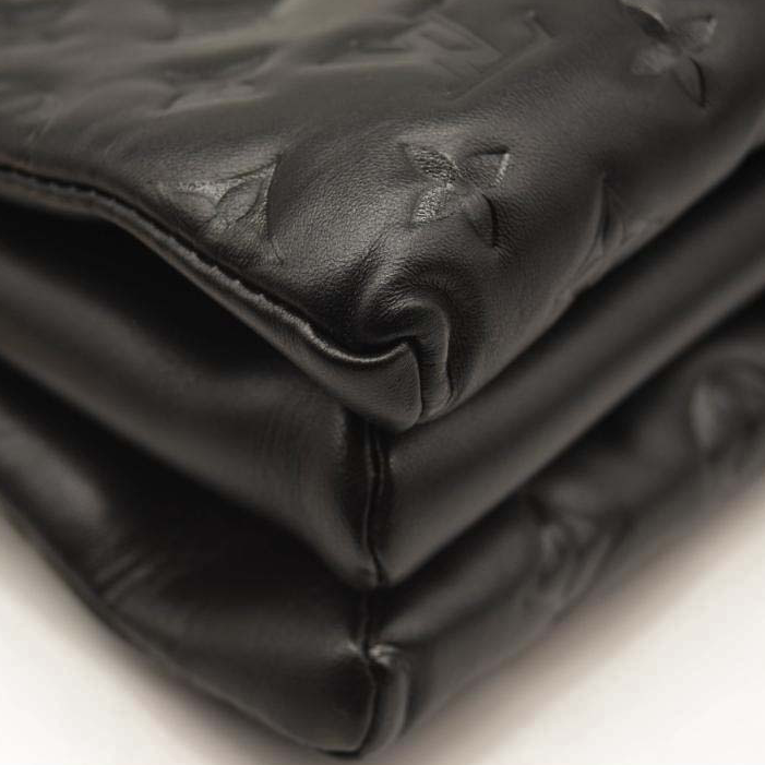 Used Louis Vuitton Lambskin Embossed Monogram Coussin PM Black