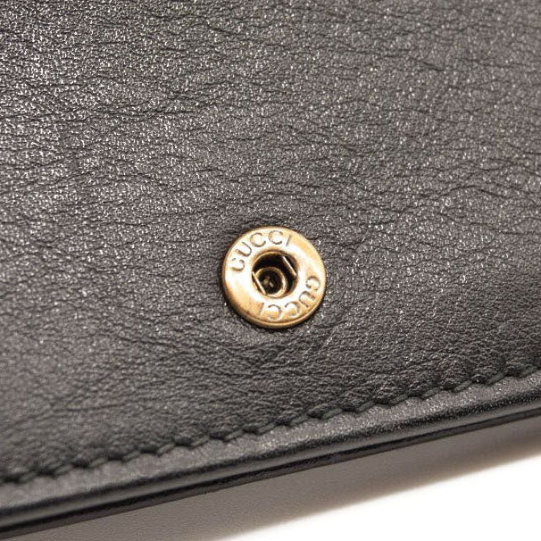 Gucci Calfskin Matelasse GG Marmont Card Case Wallet Black