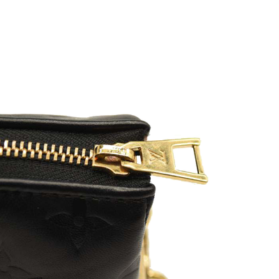 Used Louis Vuitton Lambskin Embossed Monogram Coussin PM Black