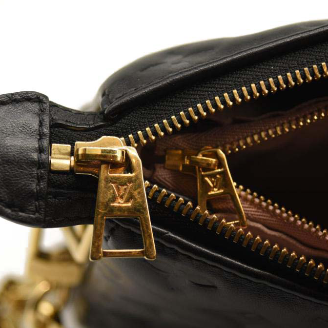 Used Louis Vuitton Lambskin Embossed Monogram Coussin PM Black