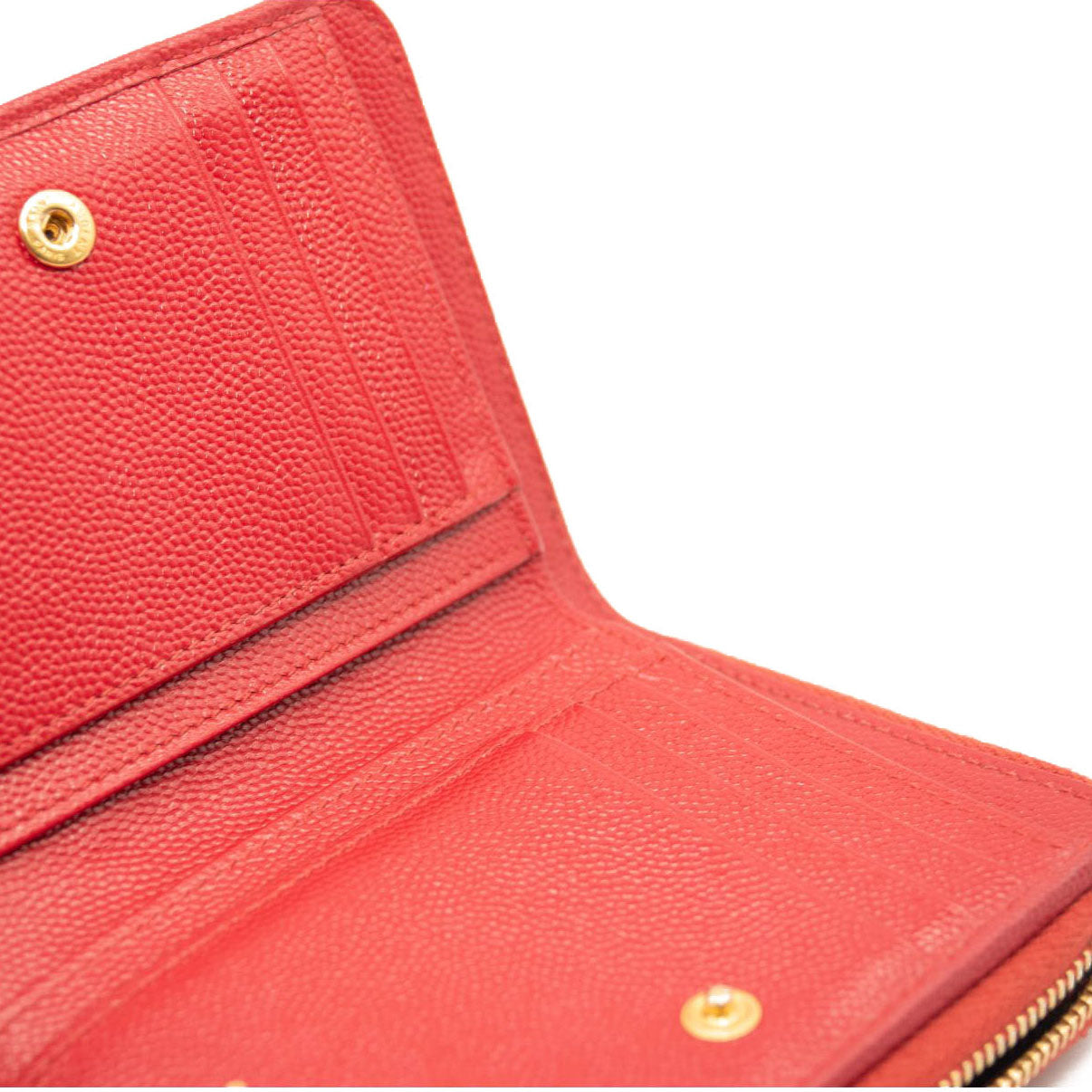 Saint Laurent Grain De Poudre Matelasse Chevron Monogram Compact Zip Around Wallet