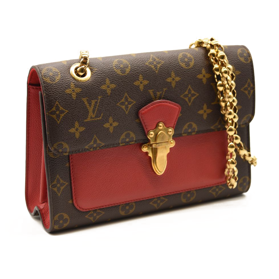 Louis Vuitton Monogram Victoire Cherry Chain Shoulder Bag Red Brown Gold