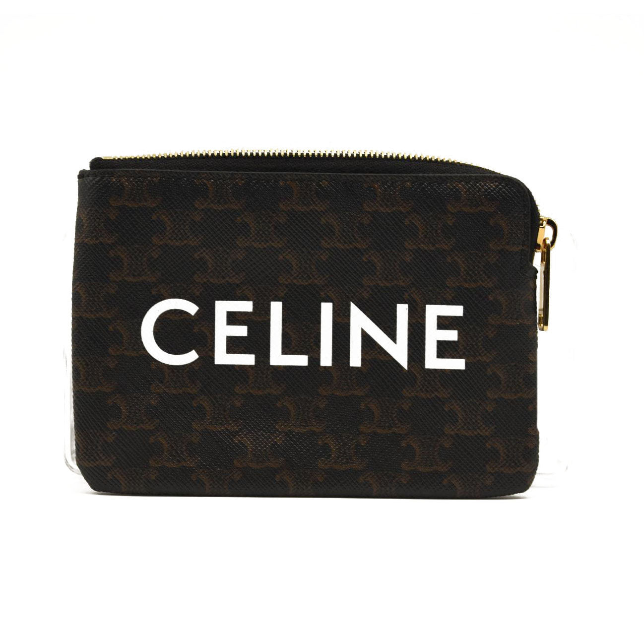 Celine Triomphe Canvas Coin and Card Pouch Black