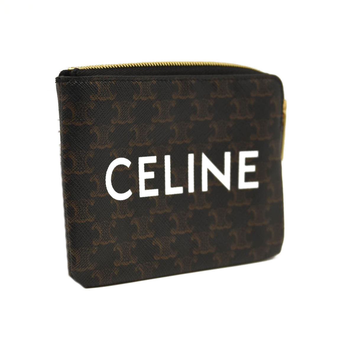 Celine Triomphe Canvas Coin and Card Pouch Black