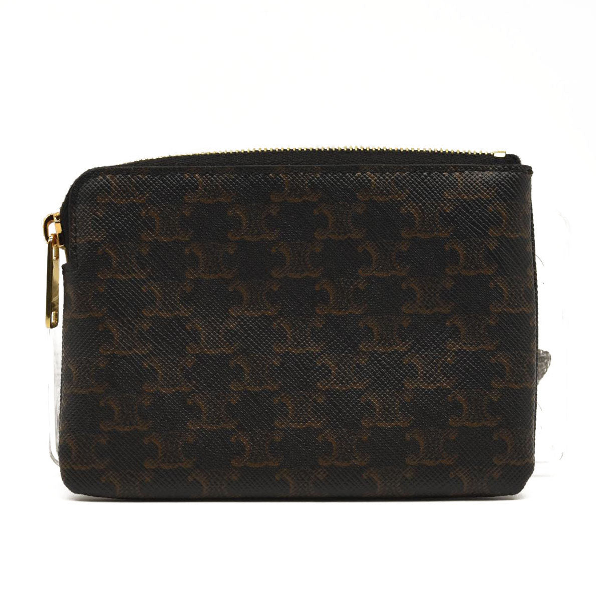 Celine Triomphe Canvas Coin and Card Pouch Black