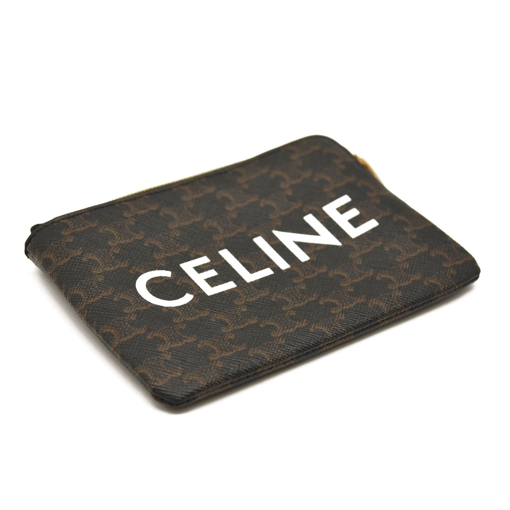 Celine Triomphe Canvas Coin and Card Pouch Black