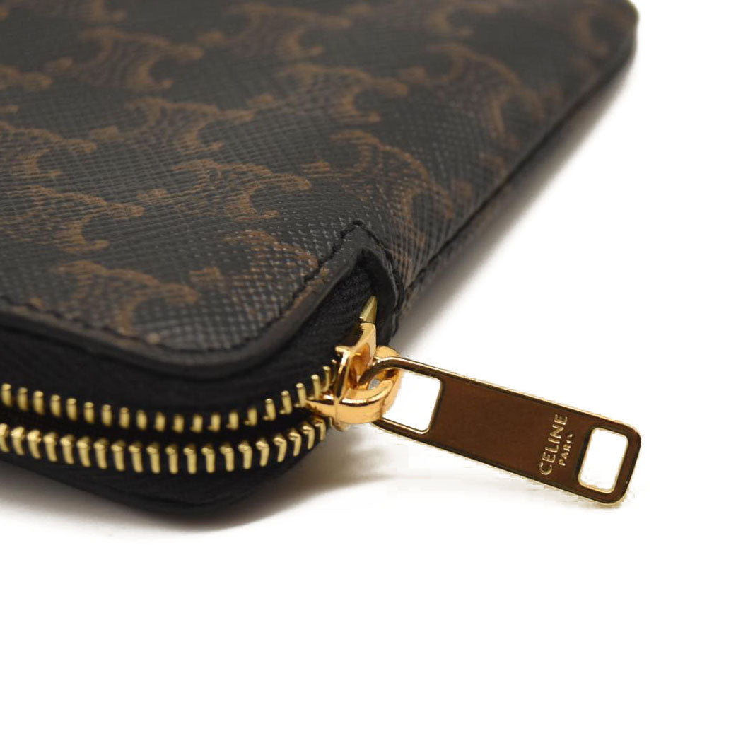 Celine Triomphe Canvas Coin and Card Pouch Black