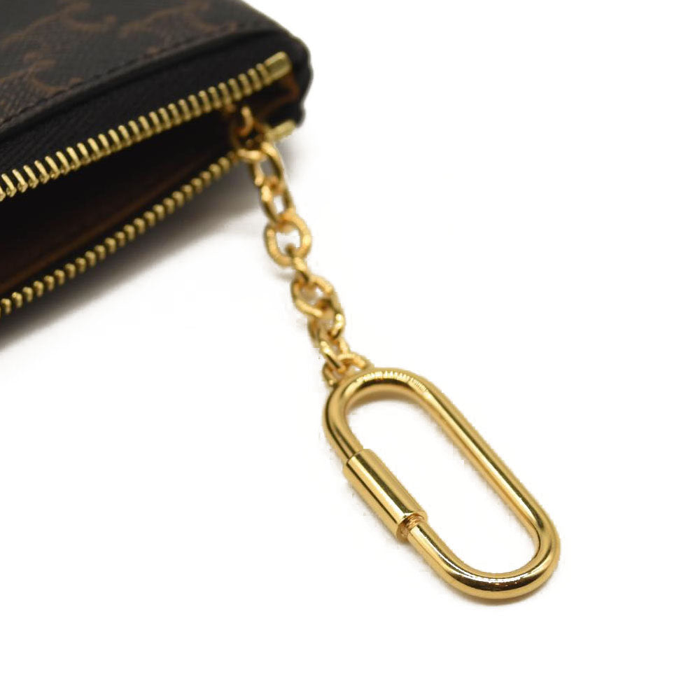 Celine Triomphe Canvas Coin and Card Pouch Black