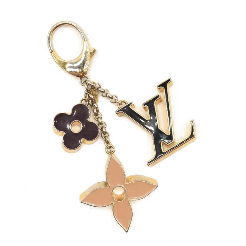 Authentic Louis Vuitton Fleur de Monogram Bag Charm Metal Keychain