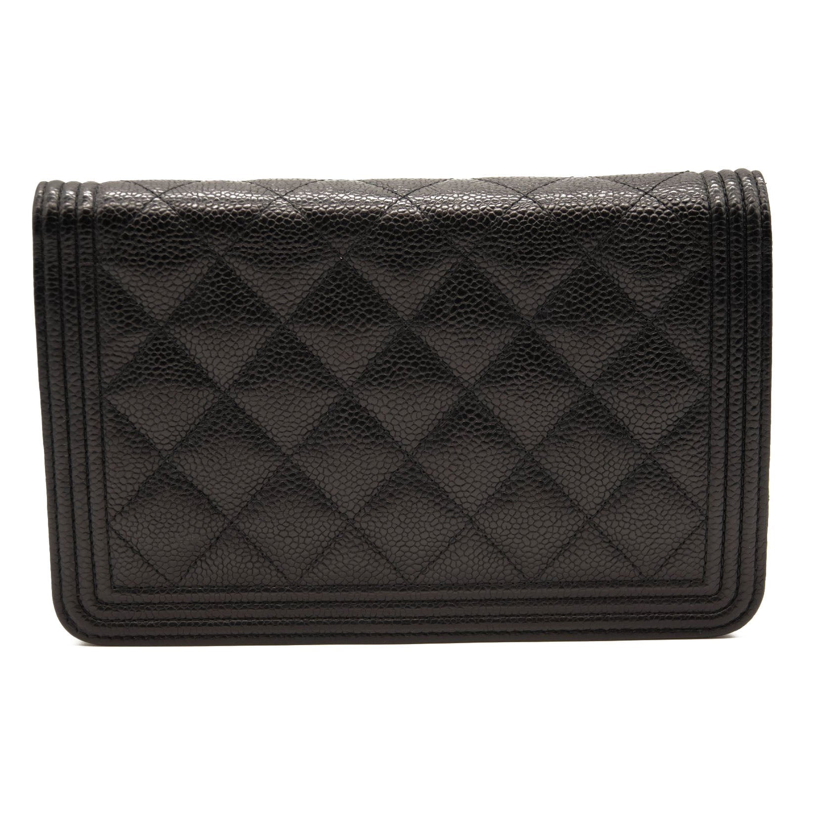 Chanel Caviar Quilted Boy Wallet On Chain WOC Black