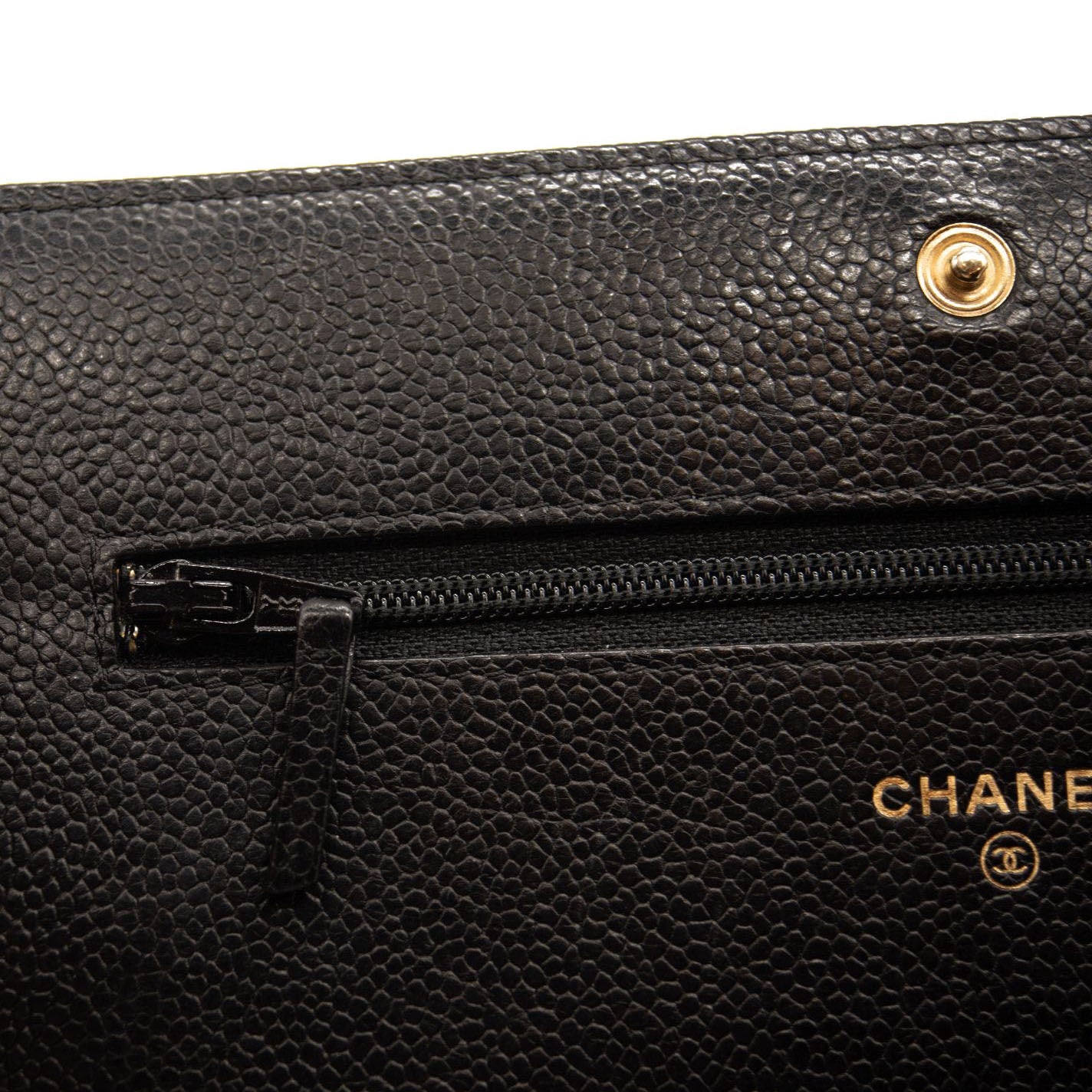 Chanel Caviar Quilted Boy Wallet On Chain WOC Black
