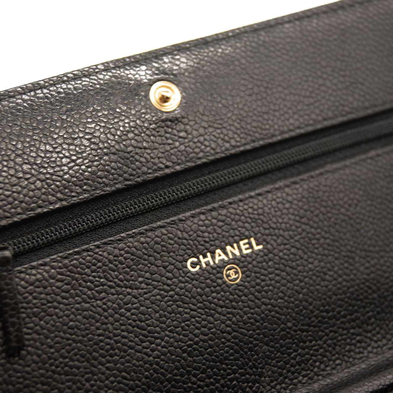 Chanel Caviar Quilted Boy Wallet On Chain WOC Black