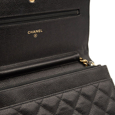 Chanel Caviar Quilted Boy Wallet On Chain WOC Black