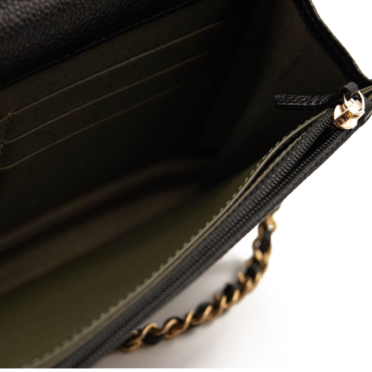 Chanel Caviar Quilted Boy Wallet On Chain WOC Black