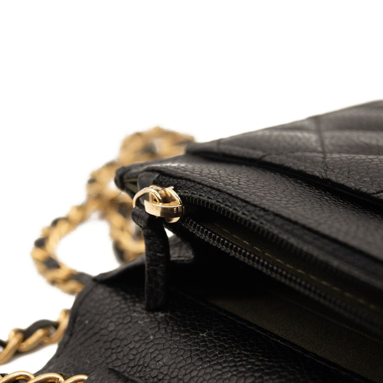 Chanel Caviar Quilted Boy Wallet On Chain WOC Black