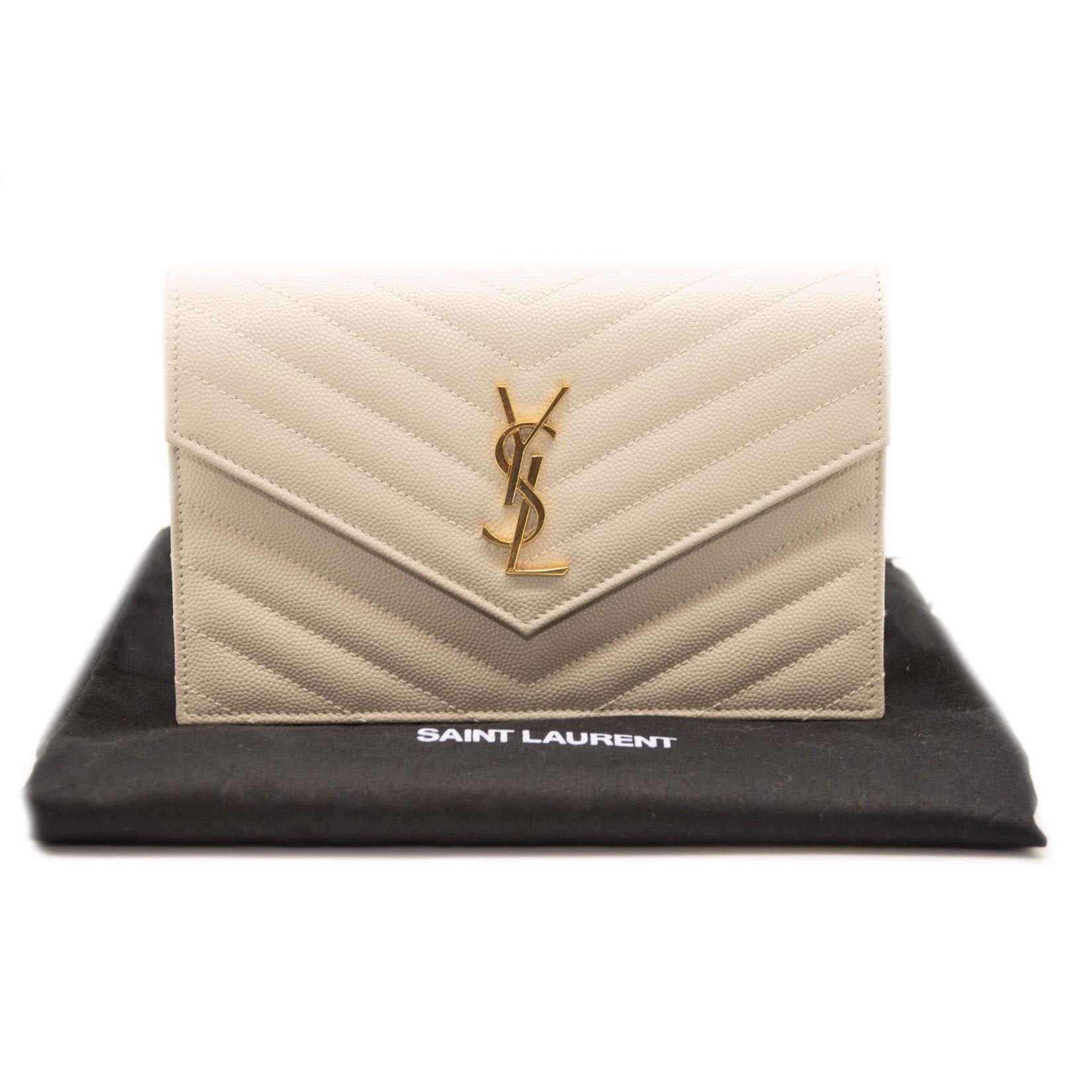 Black Cassandre envelope chevron-leather wallet, Saint Laurent
