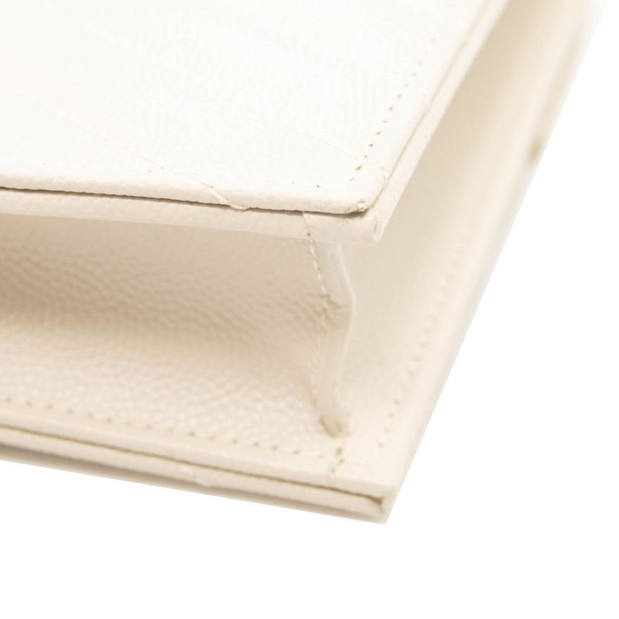 NEW SAINT LAURENT Grain De Poudre Matelasse Chevron Cassandre Envelope Chain Wallet Nude Powder