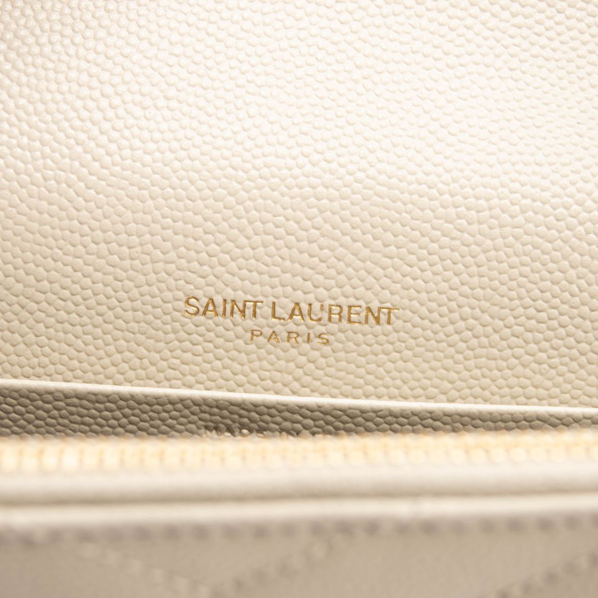 Saint Laurent Envelope Chain Wallet Grain de Poudre Leather Beige