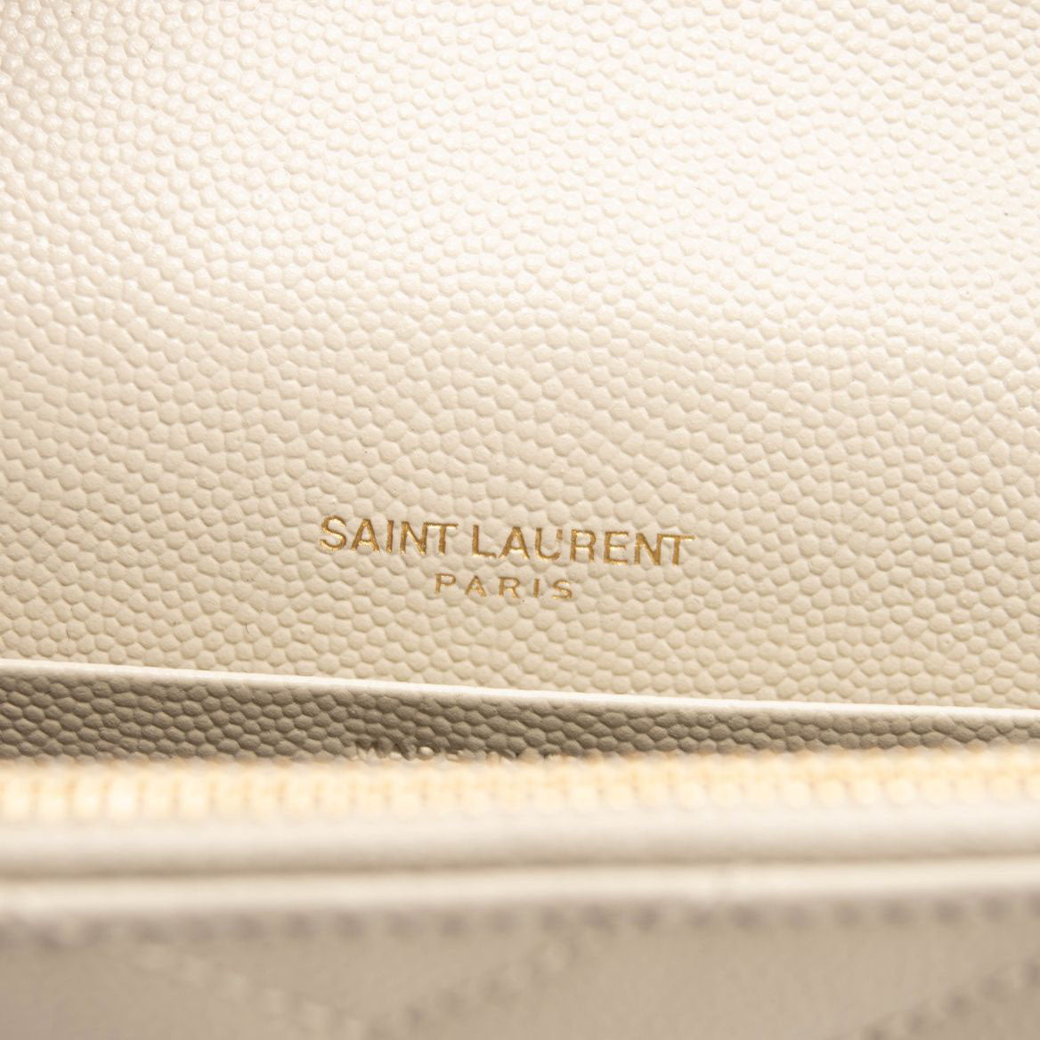 NEW SAINT LAURENT Grain De Poudre Matelasse Chevron Cassandre Envelope Chain Wallet Nude Powder