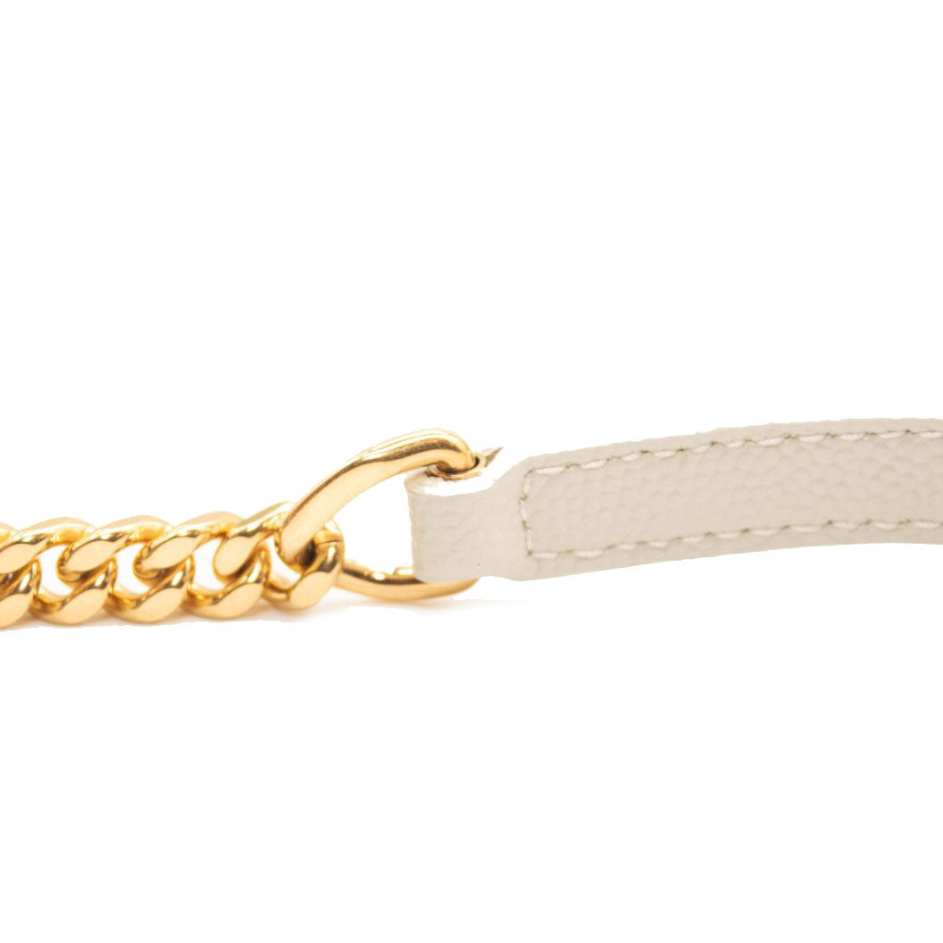 NEW SAINT LAURENT Grain De Poudre Matelasse Chevron Cassandre Envelope Chain Wallet Nude Powder