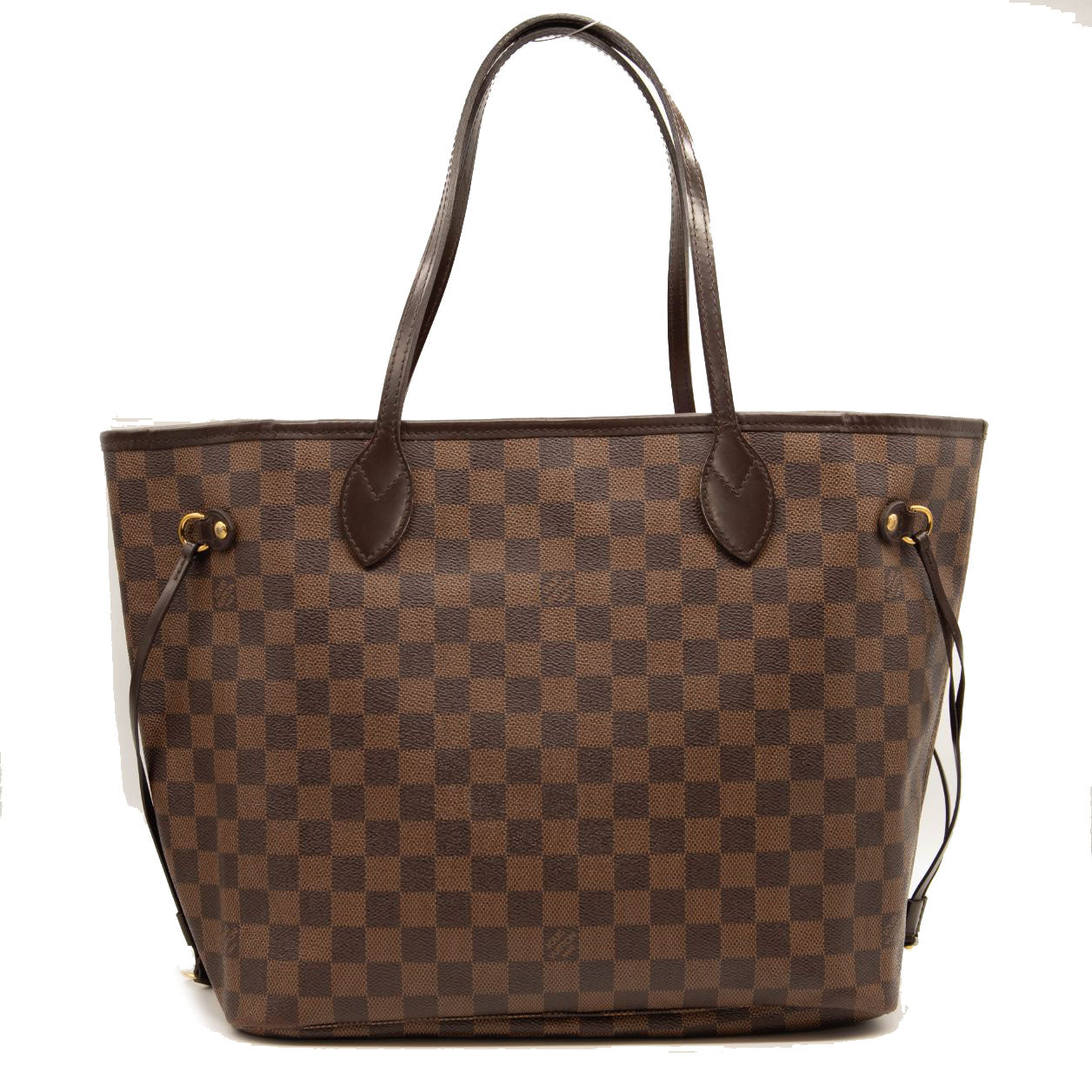 LOUIS VUITTON Brown Damier Ebene Neverfull MM Tote Bag Rose Ballerine