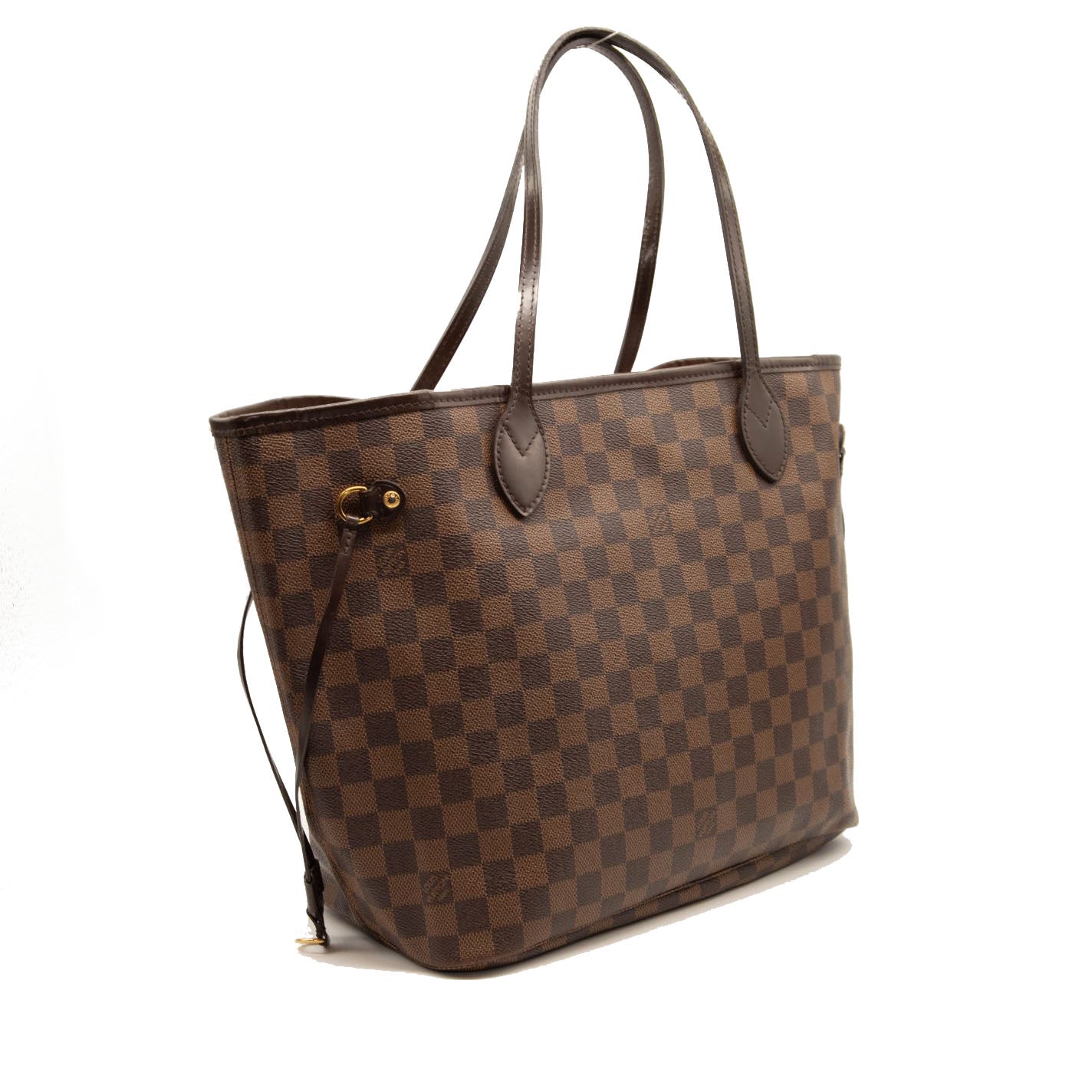 LOUIS VUITTON Brown Damier Ebene Neverfull MM Tote Bag Rose Ballerine