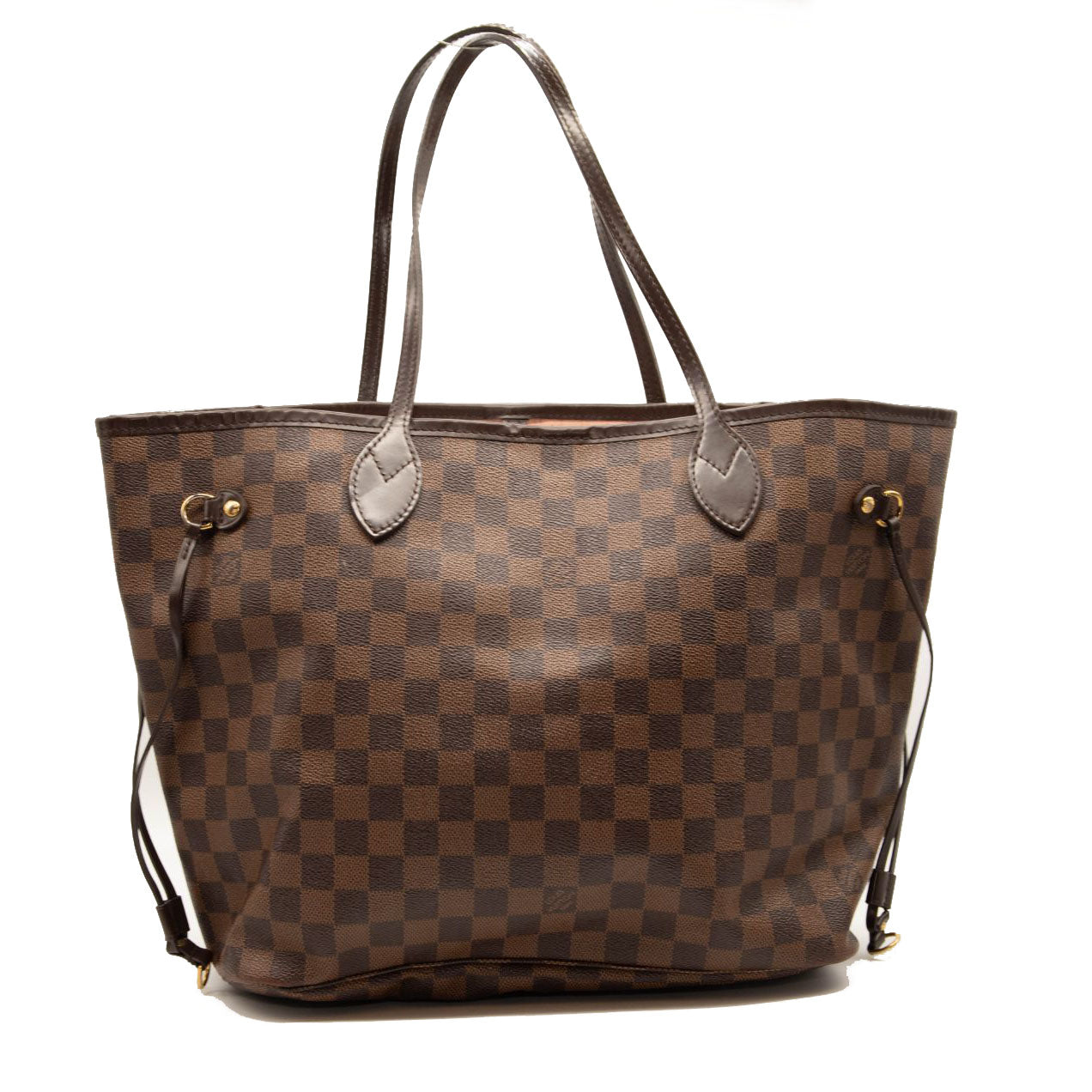 LOUIS VUITTON Brown Damier Ebene Neverfull MM Tote Bag Rose Ballerine