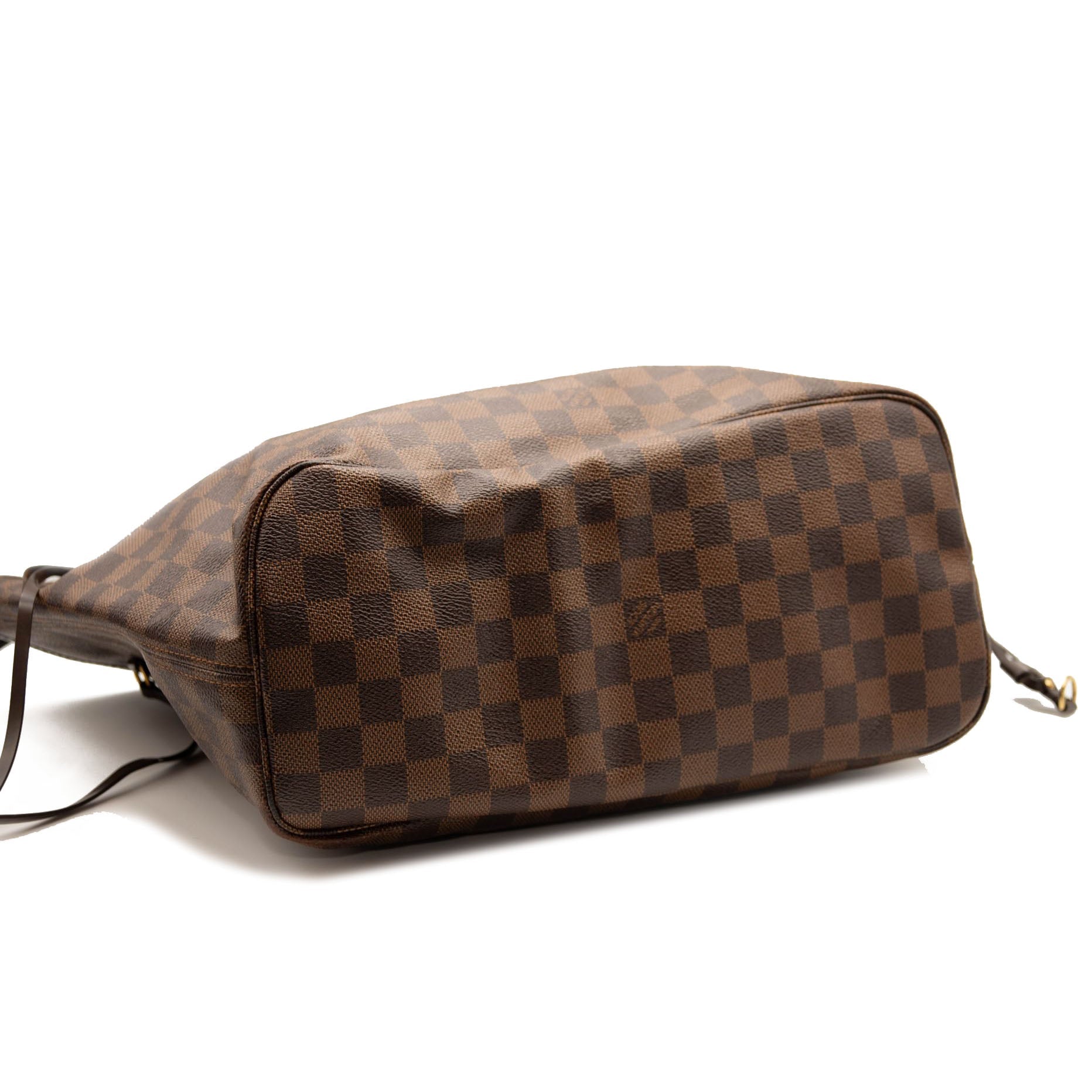 LOUIS VUITTON Brown Damier Ebene Neverfull MM Tote Bag Rose Ballerine