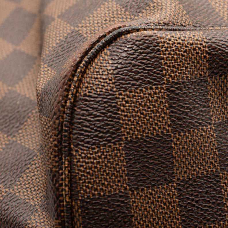 LOUIS VUITTON Brown Damier Ebene Neverfull MM Tote Bag Rose Ballerine