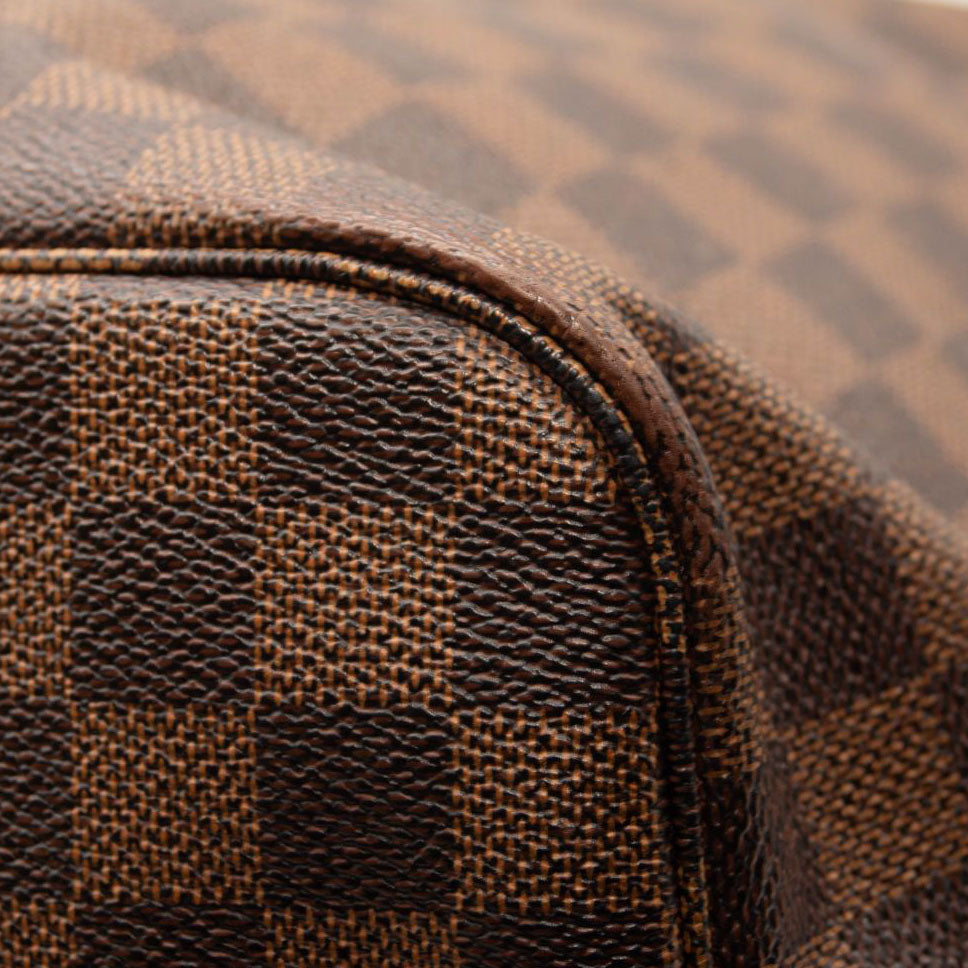 LOUIS VUITTON Brown Damier Ebene Neverfull MM Tote Bag Rose Ballerine