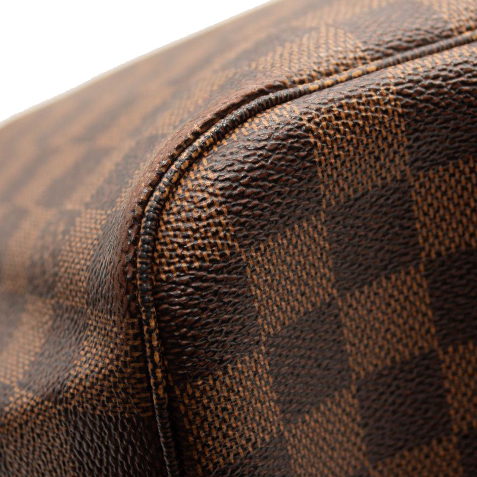 LOUIS VUITTON Brown Damier Ebene Neverfull MM Tote Bag Rose Ballerine