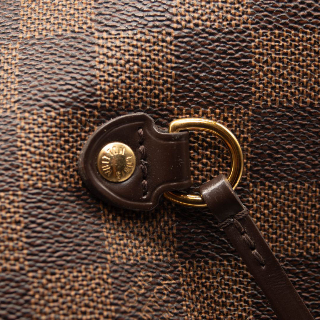 LOUIS VUITTON Brown Damier Ebene Neverfull MM Tote Bag Rose Ballerine