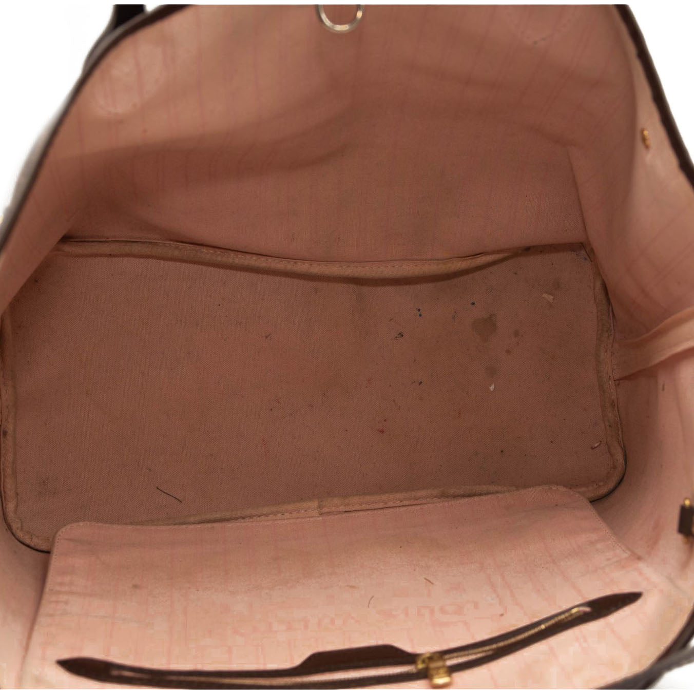 LOUIS VUITTON Brown Damier Ebene Neverfull MM Tote Bag Rose Ballerine