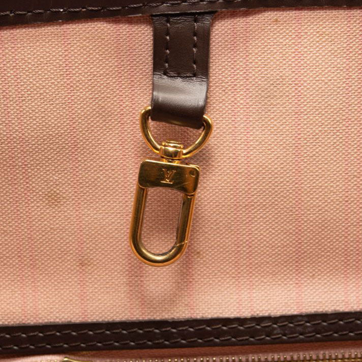 LOUIS VUITTON Brown Damier Ebene Neverfull MM Tote Bag Rose Ballerine