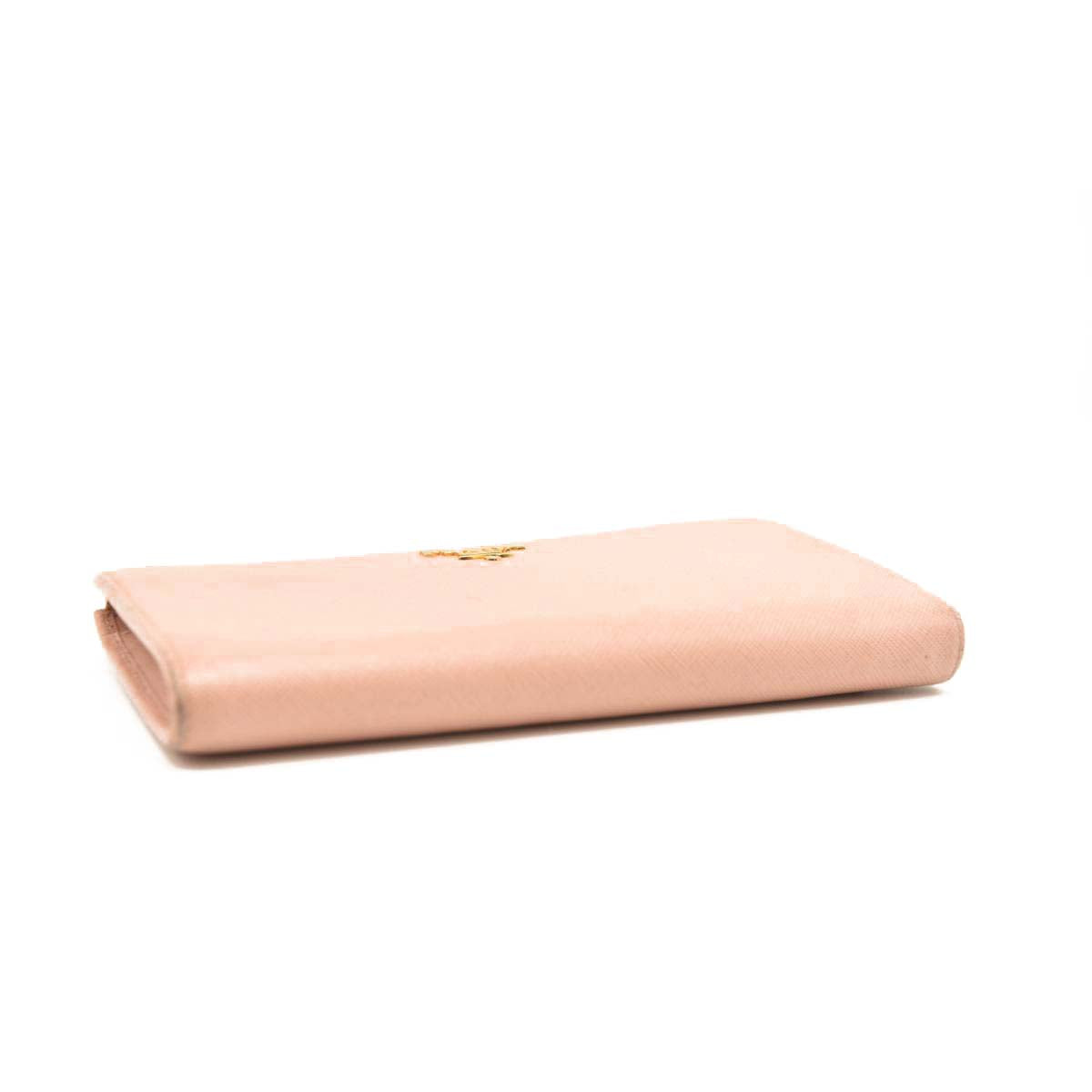 PRADA Saffiano Metal Continental Zippy Zip Around Wallet Pink