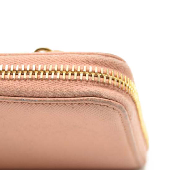 PRADA Saffiano Metal Continental Zippy Zip Around Wallet Pink