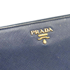 PRADA Saffiano Metal Continental Zippy Zip Around Wallet Blue