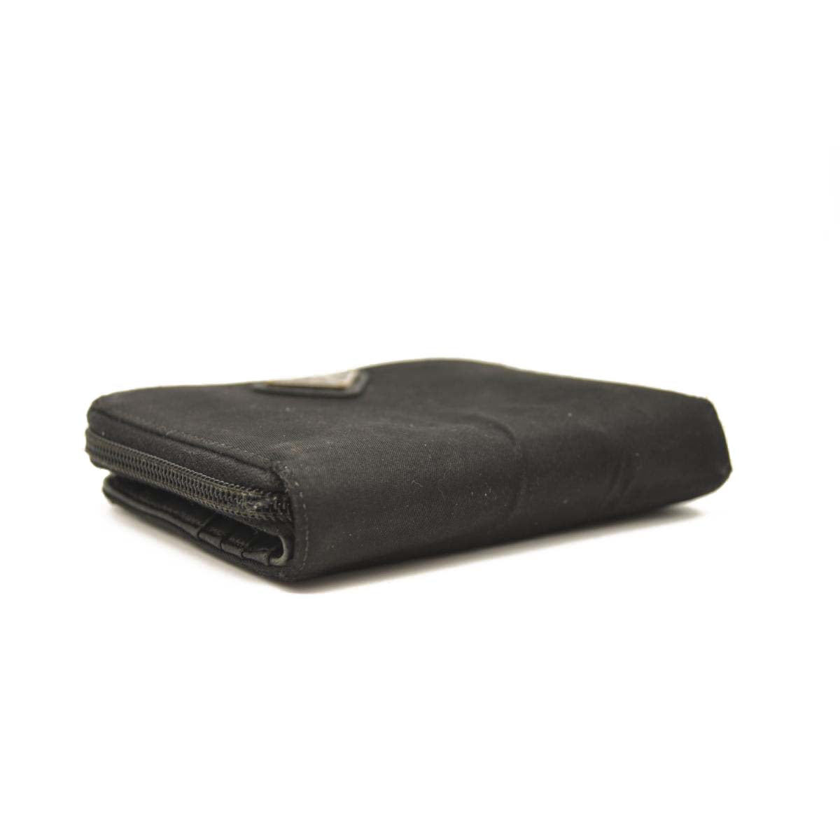 Prada Tessuto Nylon Compact Zip Around Wallet Black