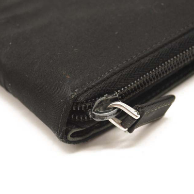 Prada Tessuto Nylon Compact Zip Around Wallet Black